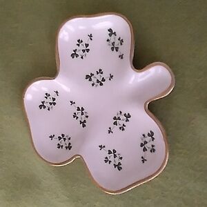 VTG Carrigaline Pottery Shamrocks Clover Dish Gold Trim Cork Ireland